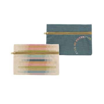 Medium Full Color Cotton Front Zip Pouch